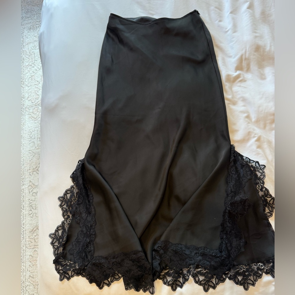 Commense Black Skirt Lace Slits